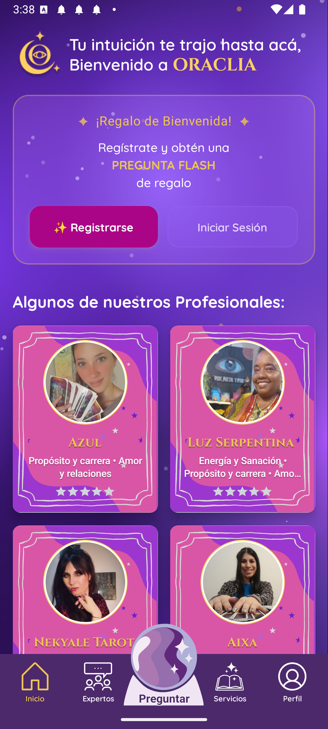 Oraclia App - Pantalla principal